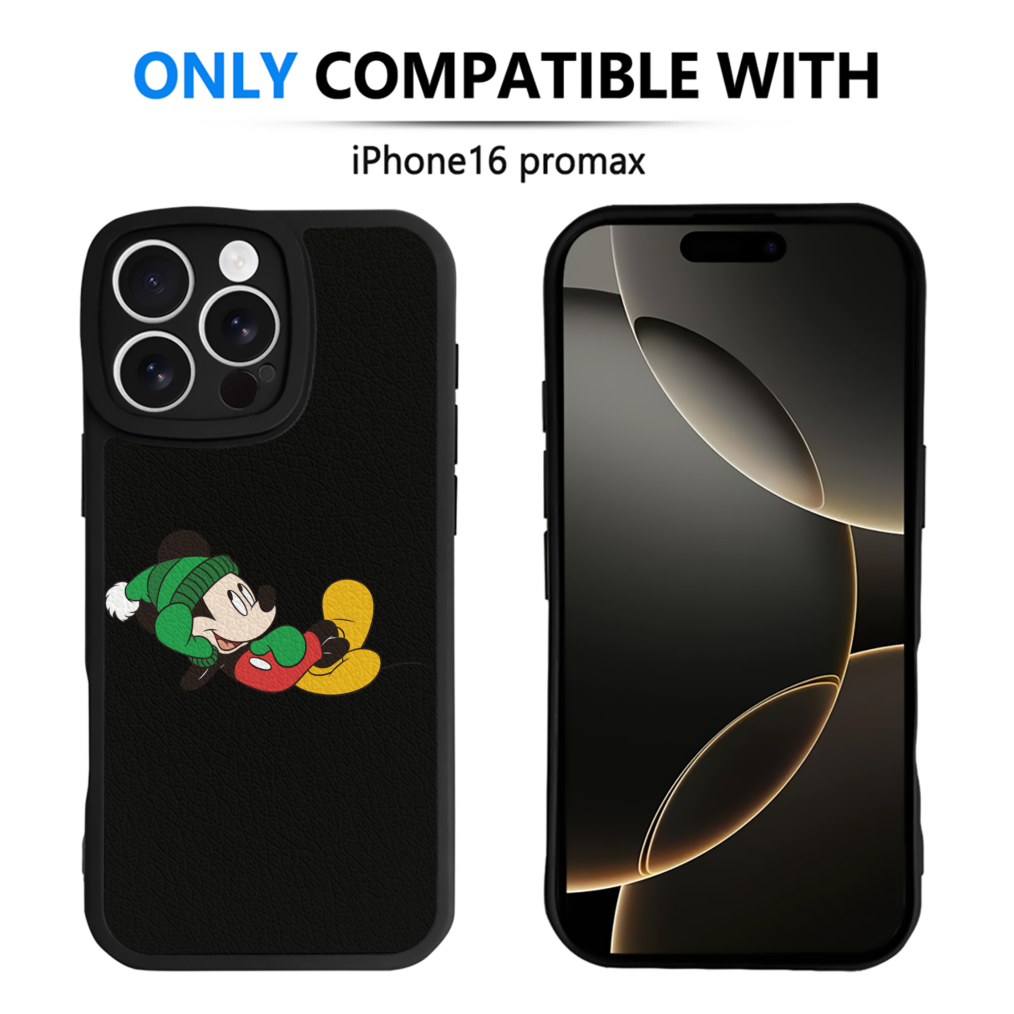 （画像用） ミッキーマウス Mickey Mouse 【iPhone 16シリーズ対応】シリコンスマホケース（レザー調） 材質：シリコン